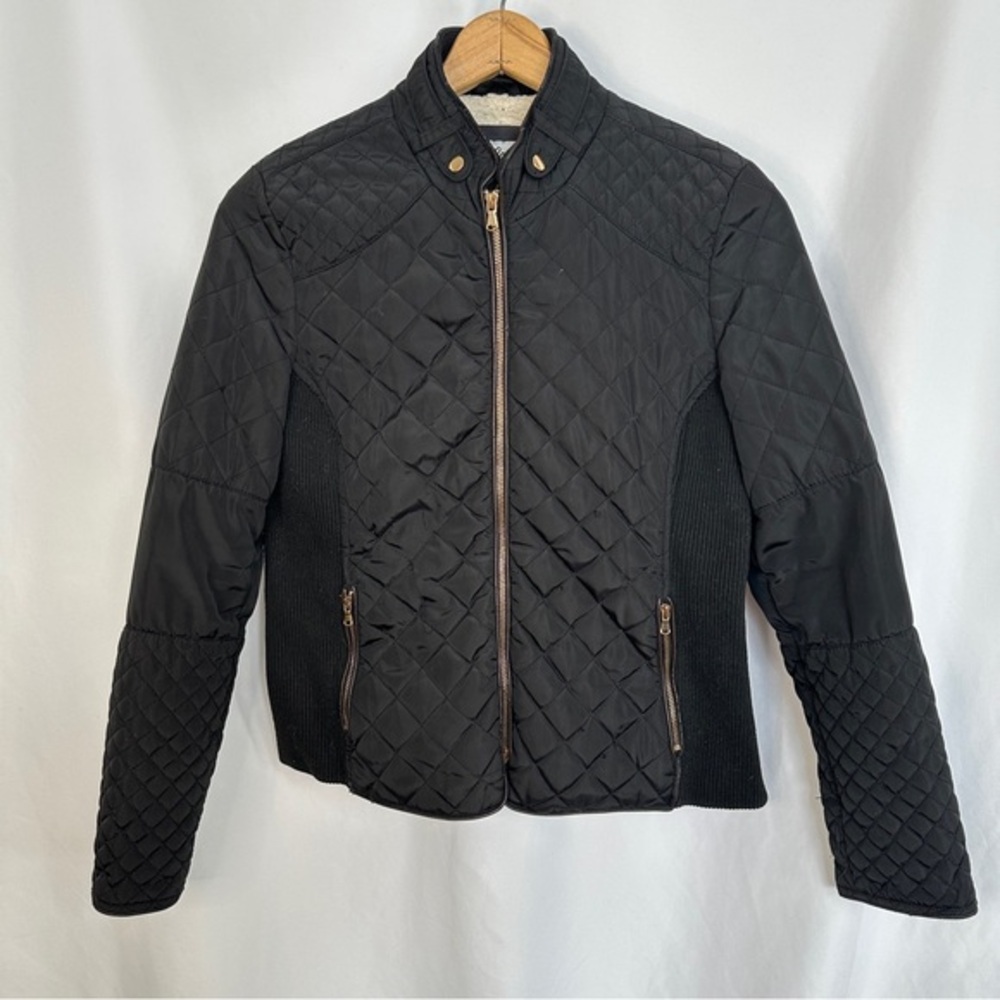 Ci Sono Quilted Puffer Jacket Womens Large Preppy Winter Elbow‎ Patches Zip Up